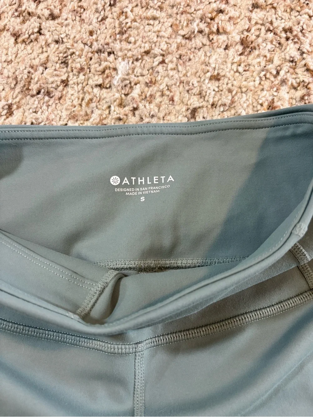 Athleta Eclipse 7/8 High Rise Leggings Seafoam Green Mesh Yoga Pilates Size S